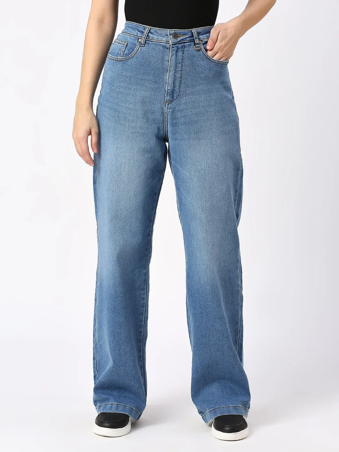 Blue Wide Flare Leg High Rise Women's Denim By Being Human Clothing - Image 6