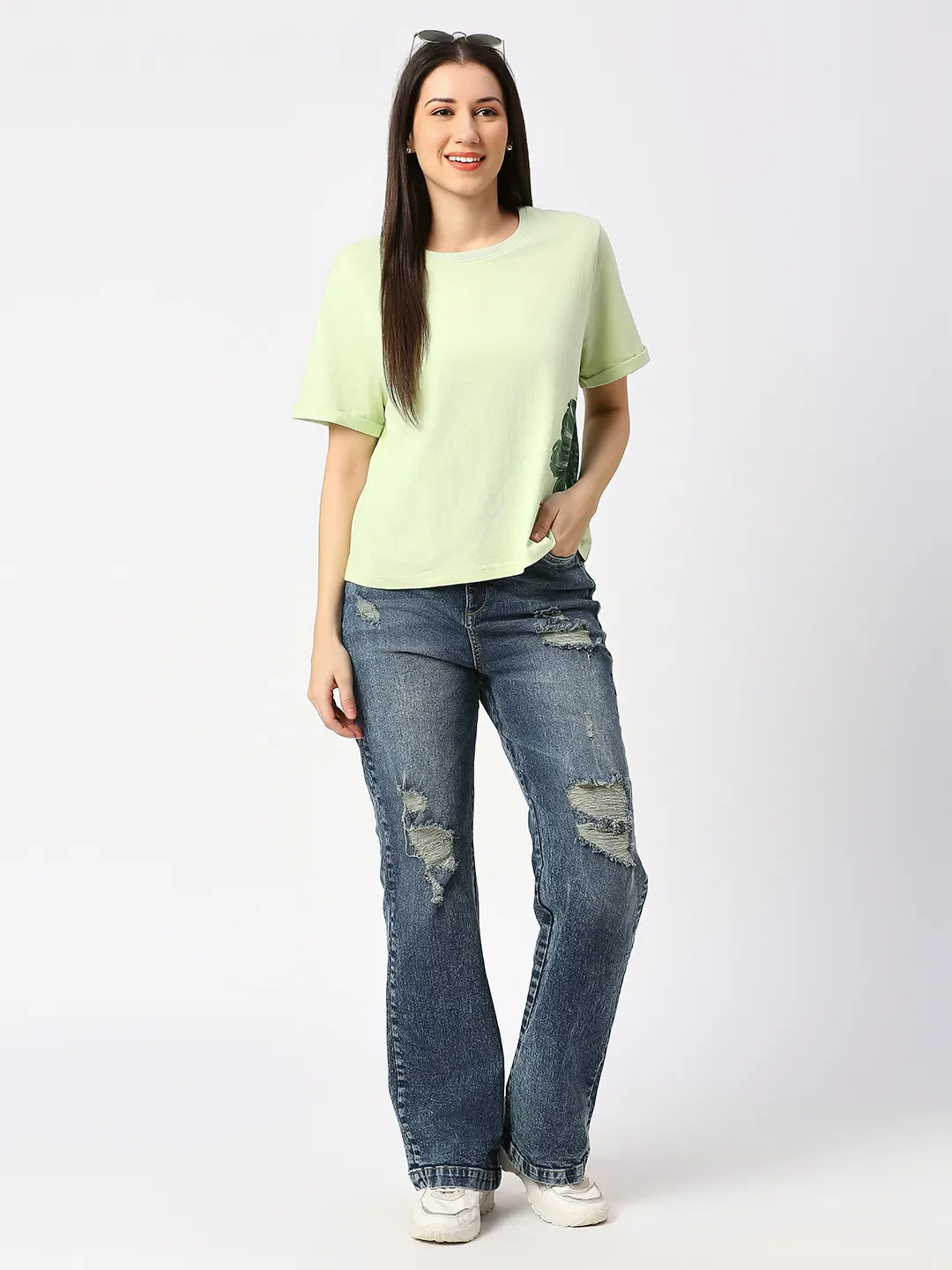 Blue Wide Flare Leg High Rise Women's Denim By Being Human Clothing - Image 5