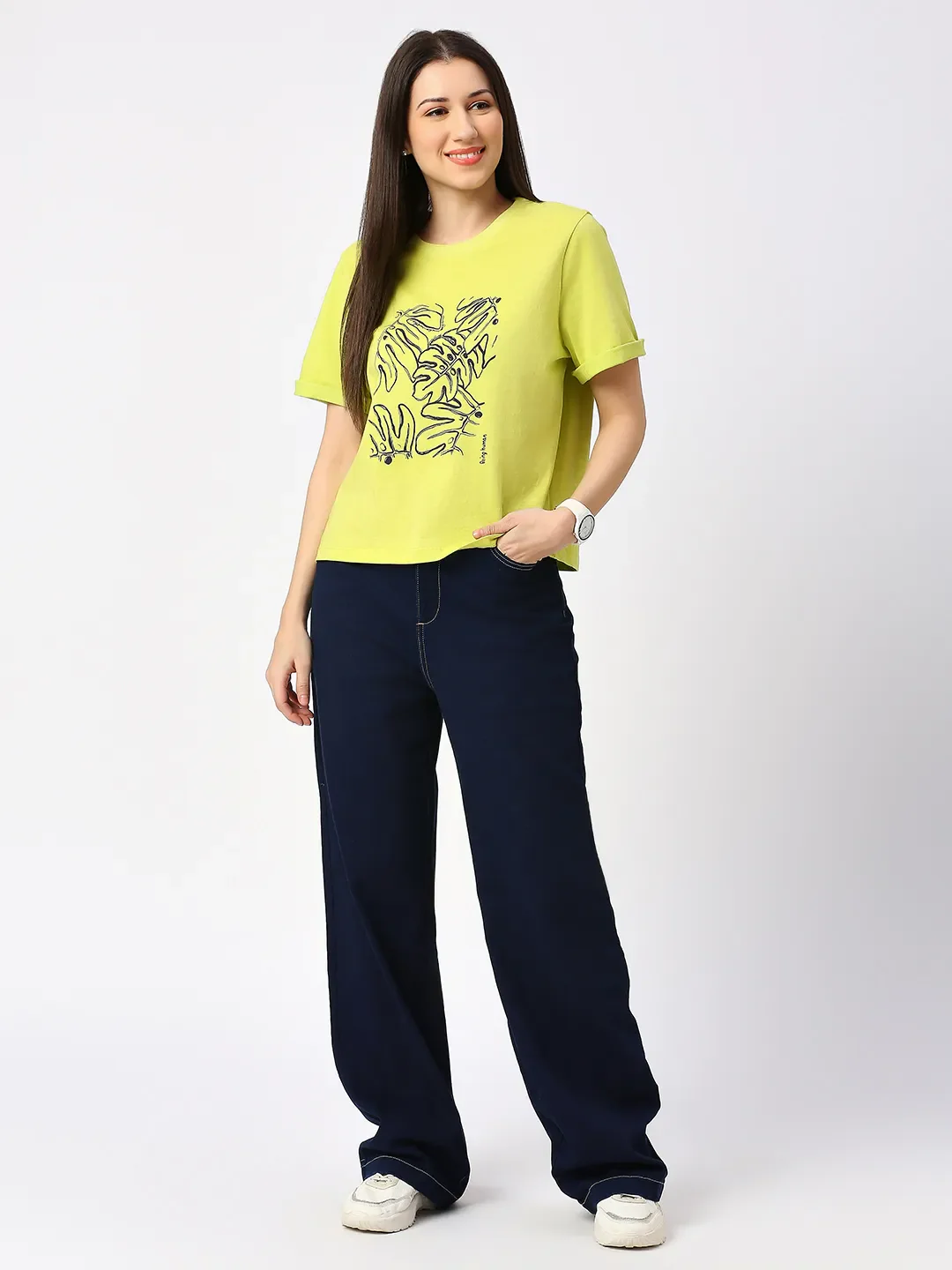 Indigo Wide Flare Leg High Rise Women's Denim By Being Human Clothing - Image 7