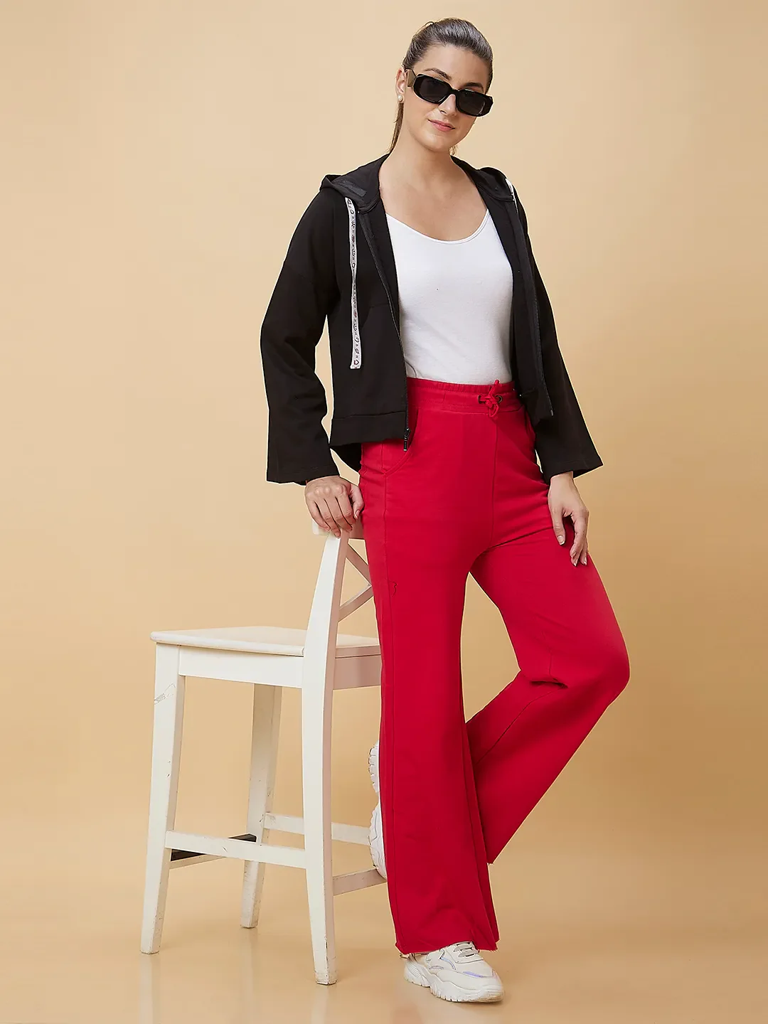 Red Wide Leg Fit Women's Track Pants By Being Human Clothing - Image 6