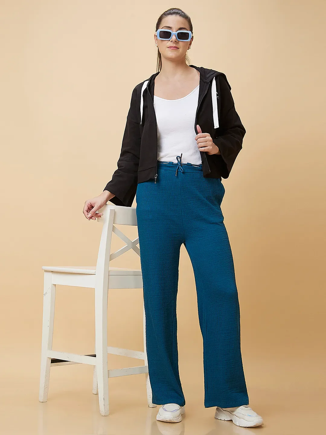 Blue Coral Wide Leg Fit Women's Trousers By Being Human Clothing - Image 2