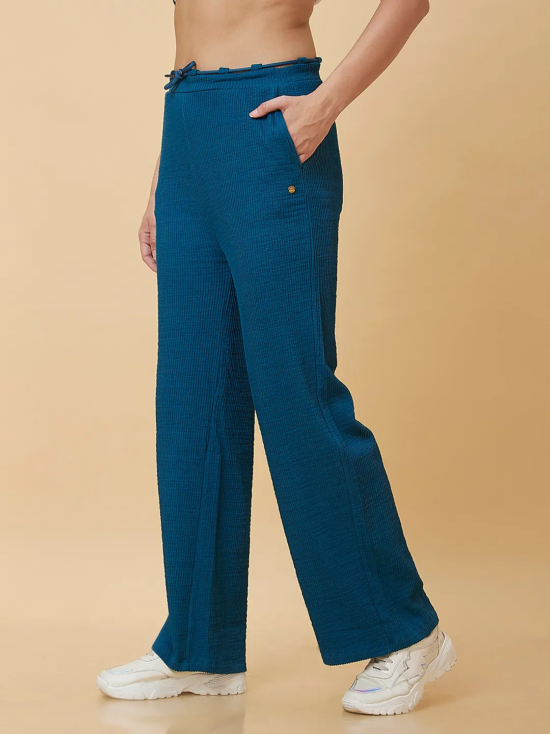 Blue Coral Wide Leg Fit Women's Trousers By Being Human Clothing - Image 4
