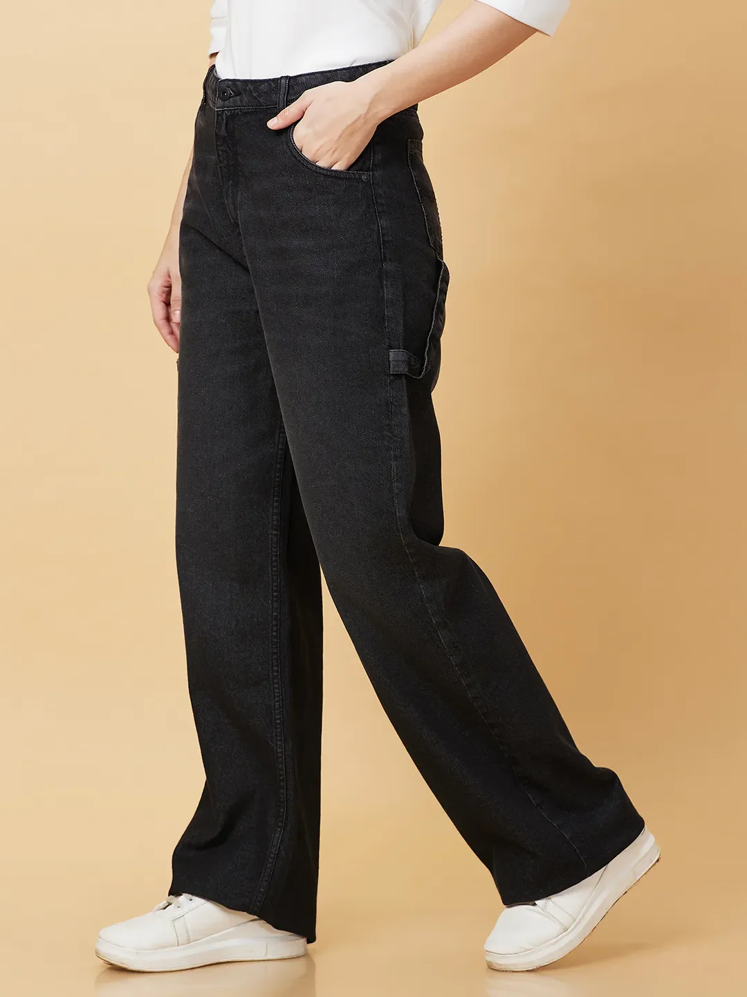 Black Wide Leg Corgo Fit Women's Denim By Being Human Clothing - Image 4