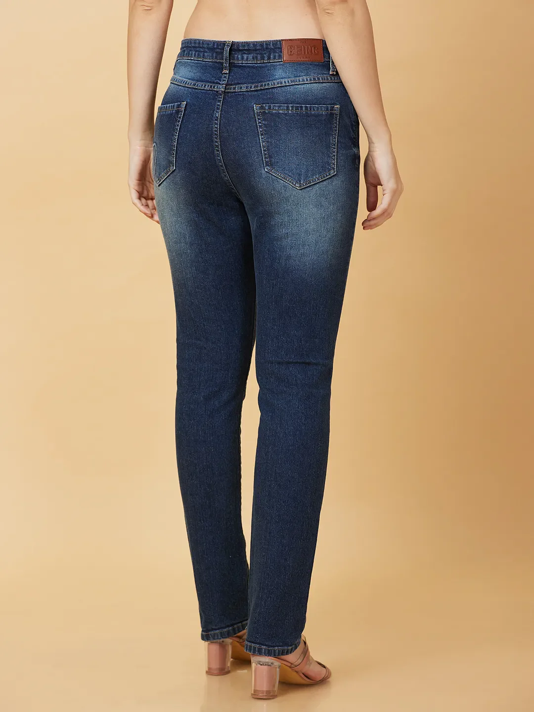 Dark Blue Slim Straight Fit Women's Denim By Being Human Clothing - Image 3