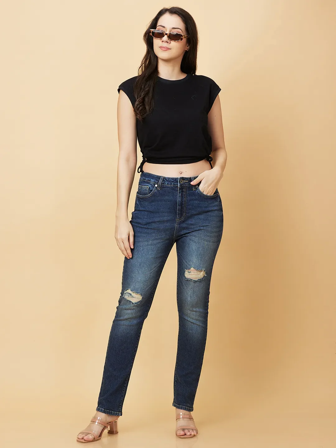 Dark Blue Slim Straight Fit Women's Denim By Being Human Clothing - Image 6