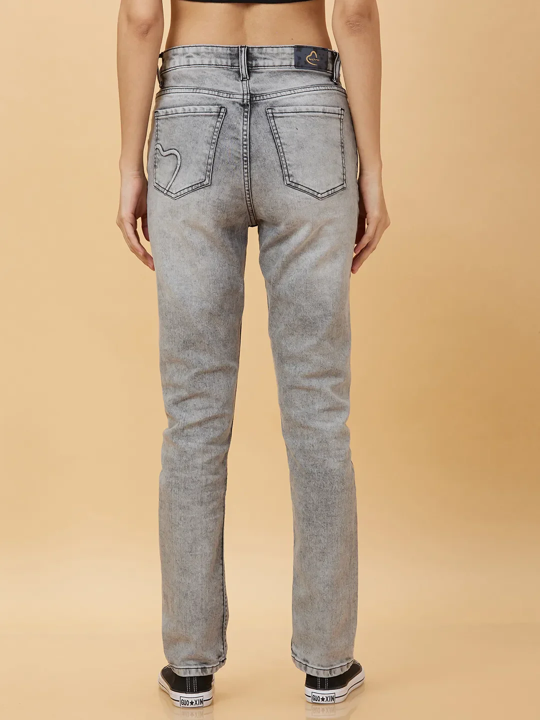 Grey Slim Straight Fit Women's Denim By Being Human Clothing - Image 3