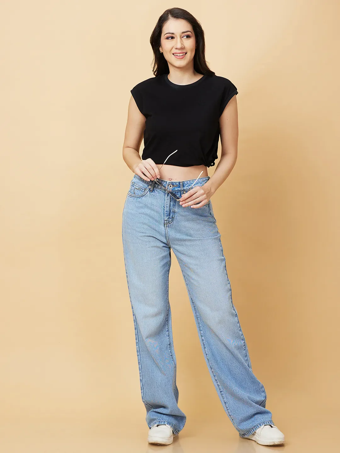 Blue Wide Leg Fit Women's Denim By Being Human Clothing - Image 6