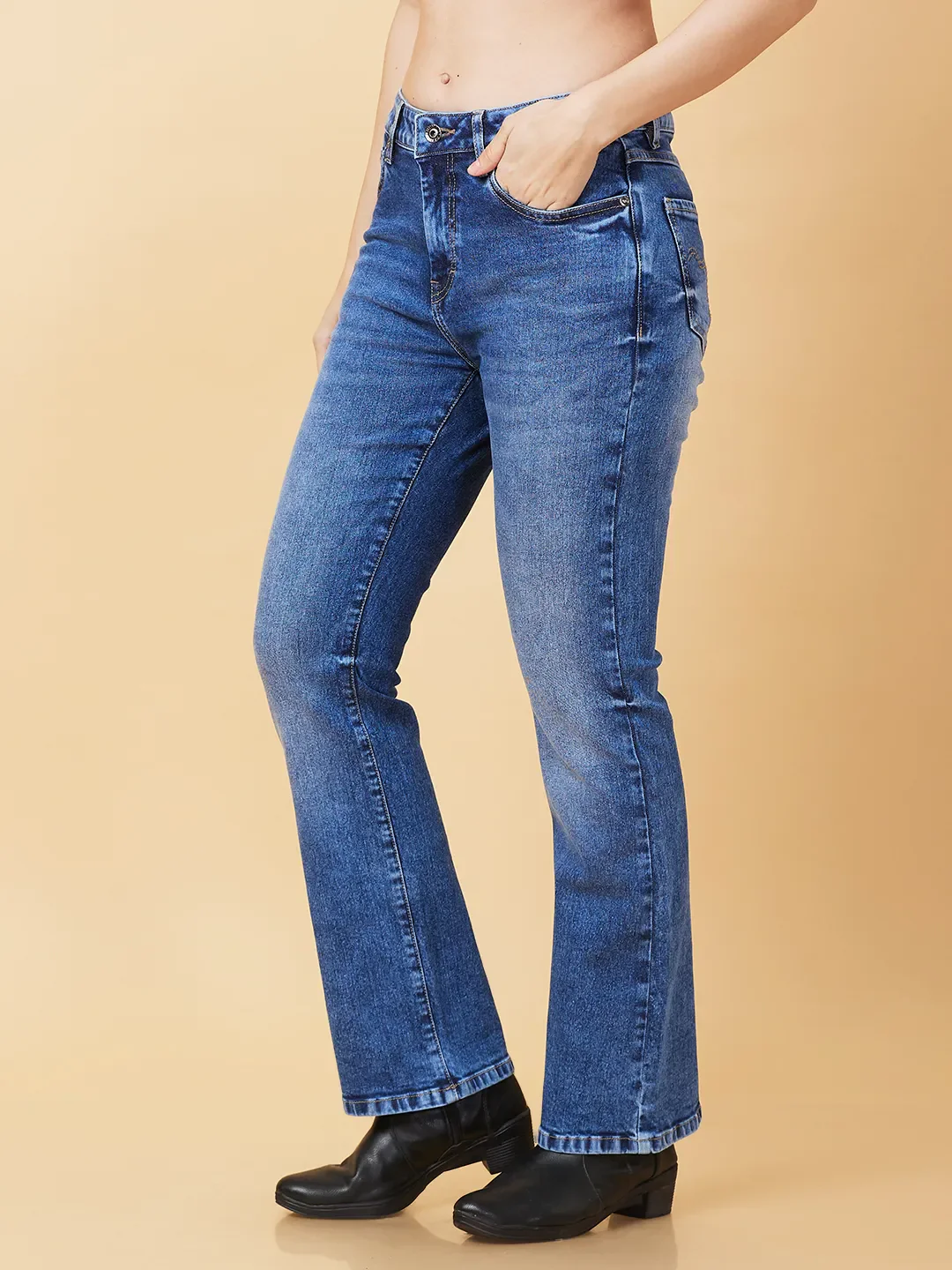 Blue Bootcut Fit Women's Denim By Being Human Clothing - Image 4