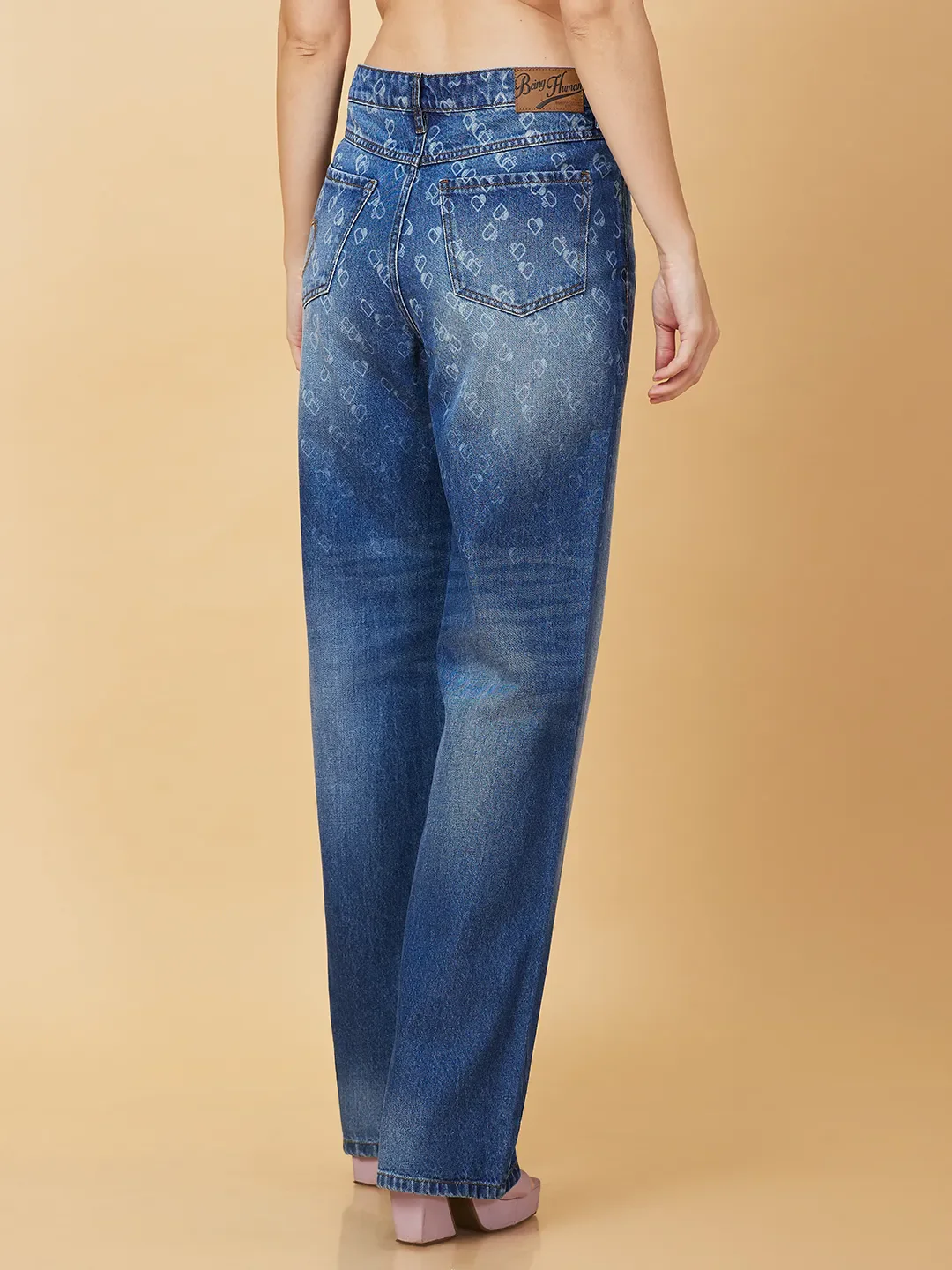 Blue Wide Leg Fit Women's Denim By Being Human Clothing - Image 3