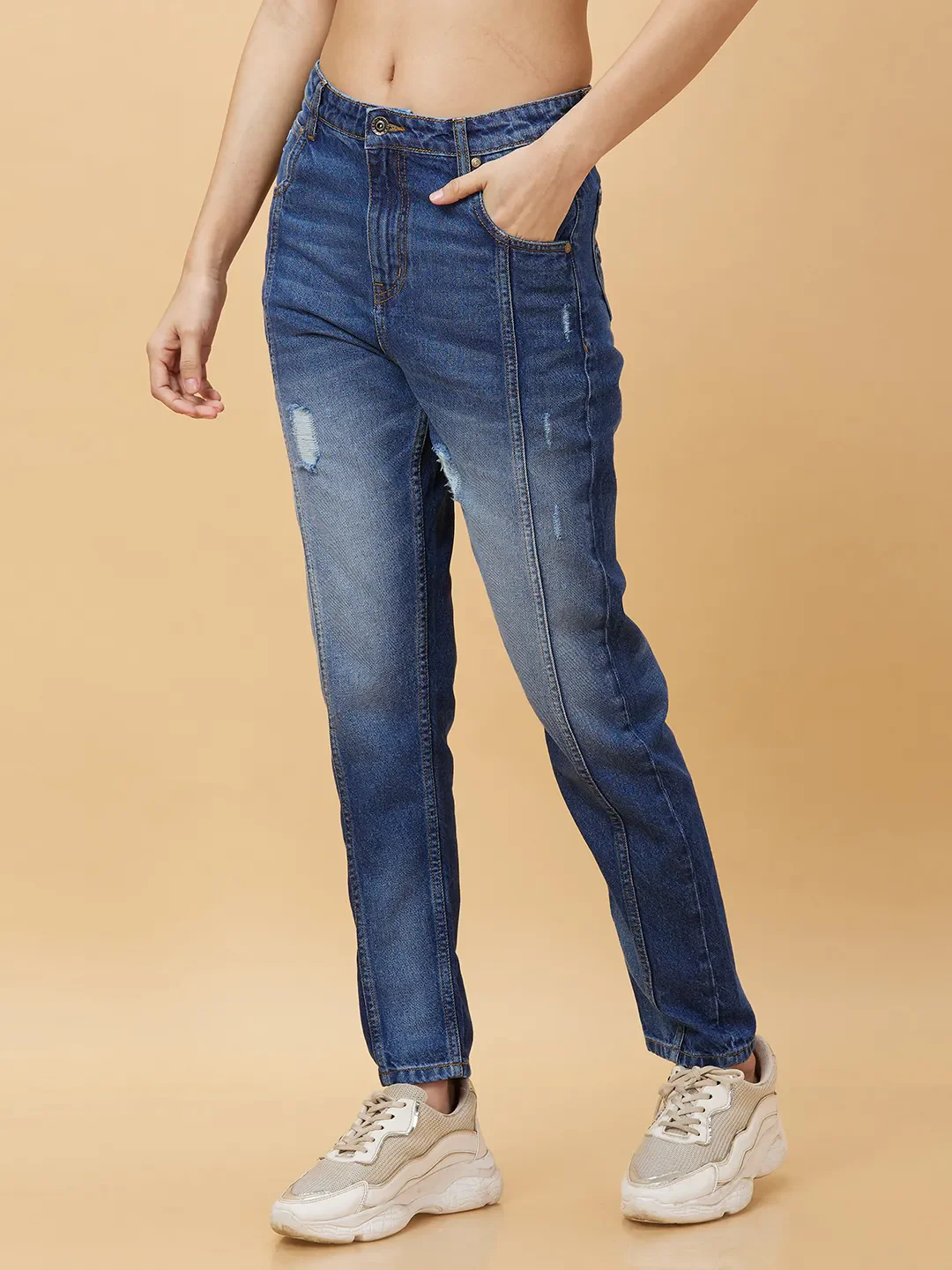 Blue Boyfriend Fit Women's Denim By Being Human Clothing - Image 3