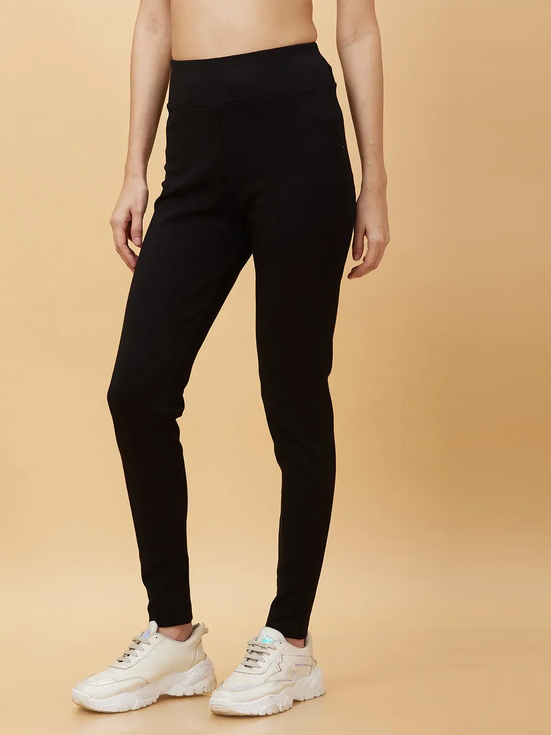 Black Slim Fit Women's Leggings By Being Human Clothing - Image 4