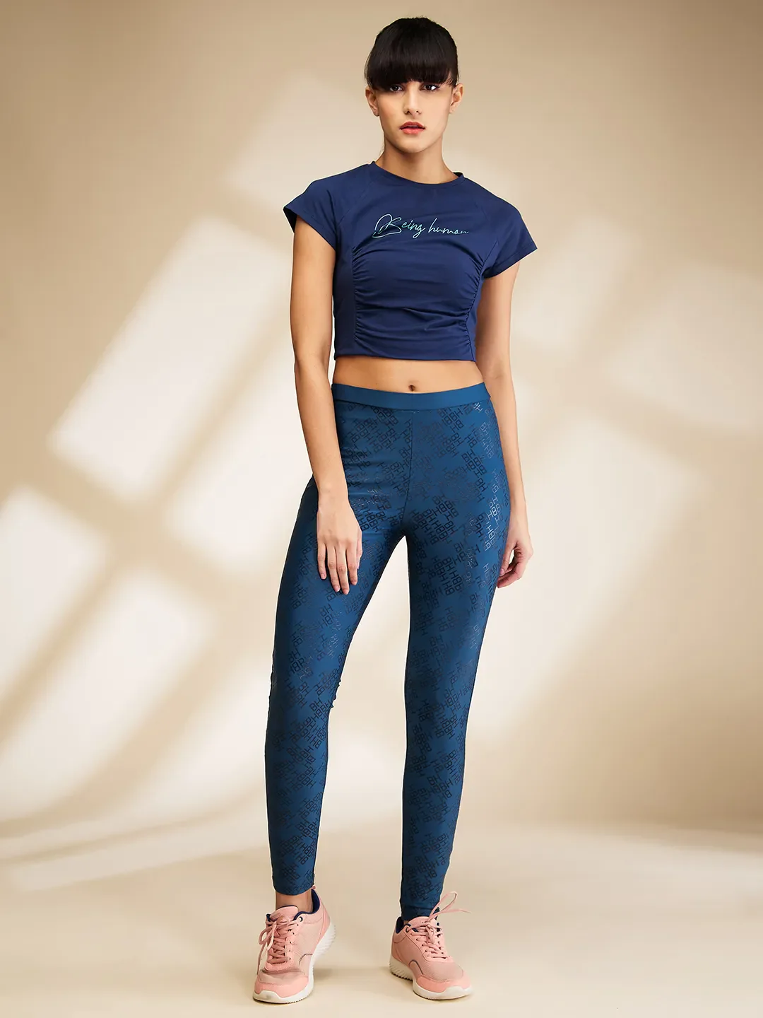 Blue Slim Fit Women's Leggings By Being Human Clothing - Image 2
