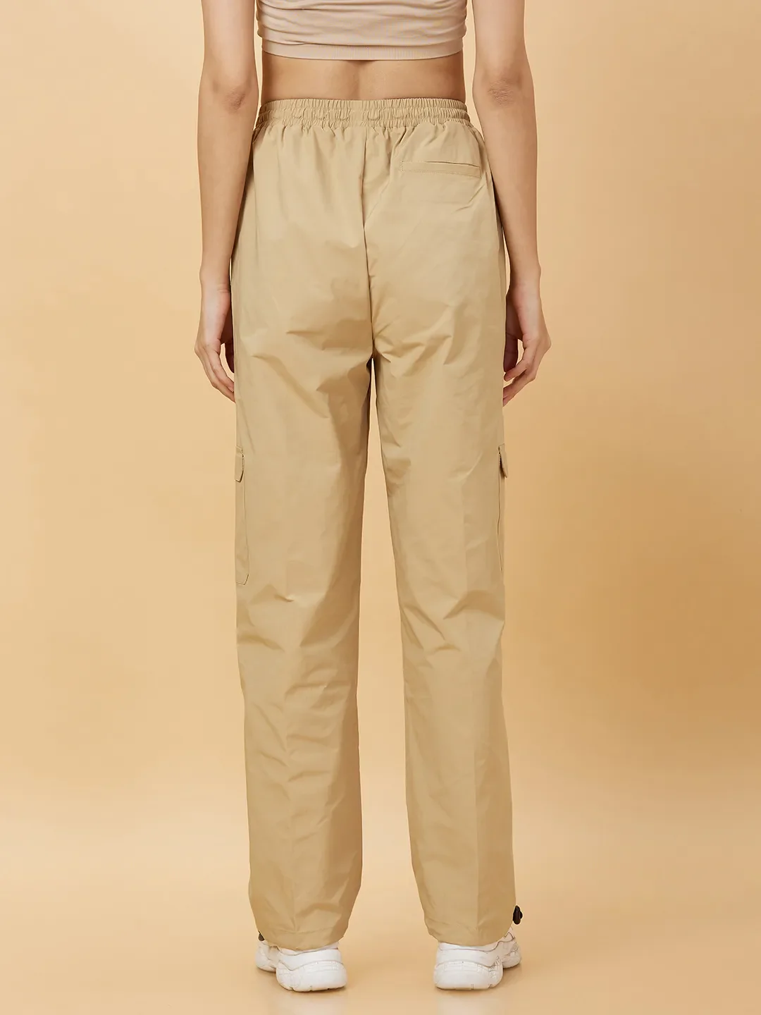 Beige Regular Fit Women's Track Pants by Being Human Clothing - Image 3