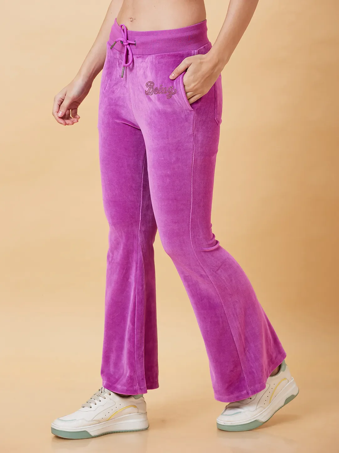 Purple Slim Flare Women's Track Pants by Being Human Clothing - Image 4