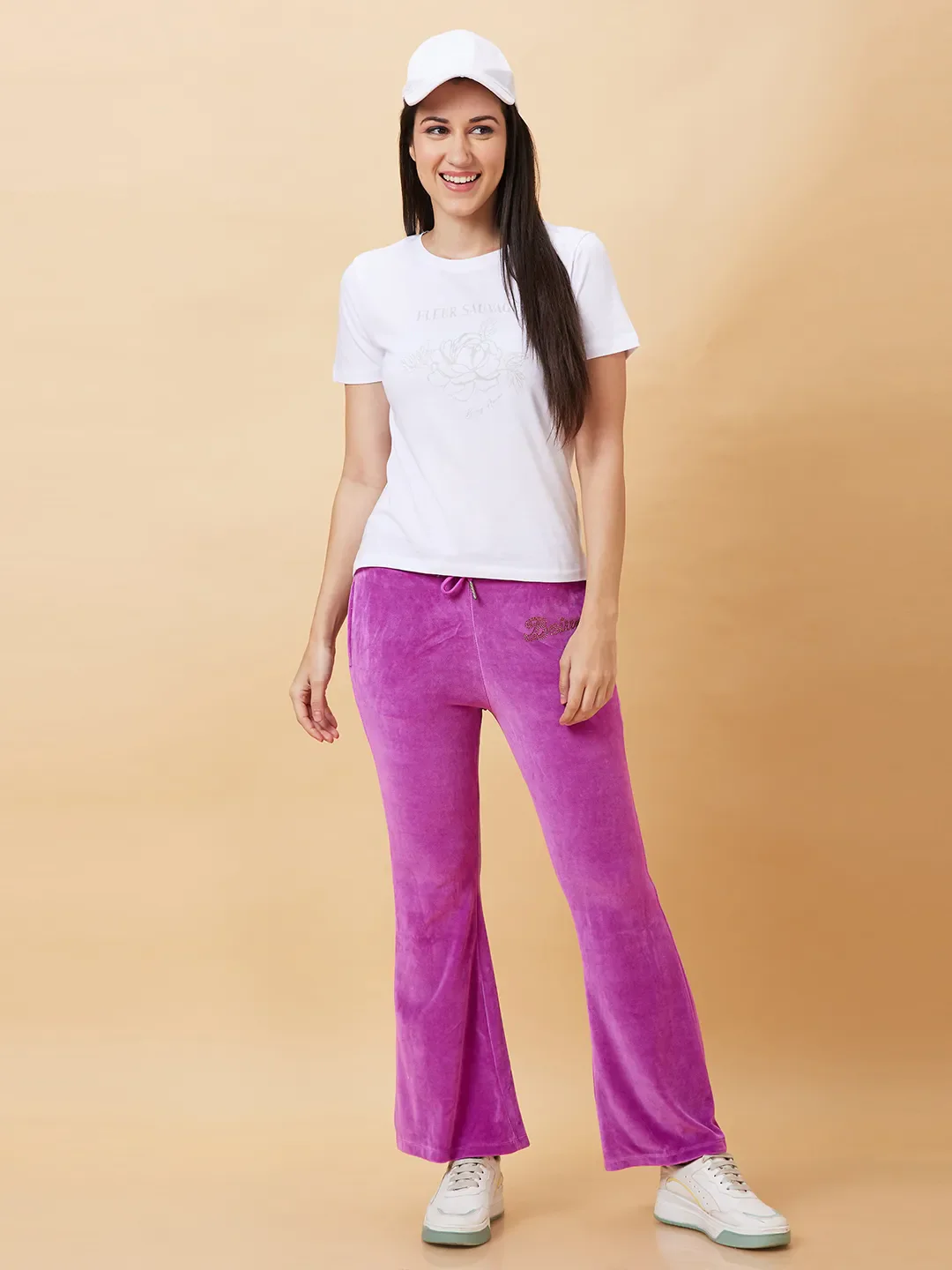 Purple Slim Flare Women's Track Pants by Being Human Clothing - Image 6
