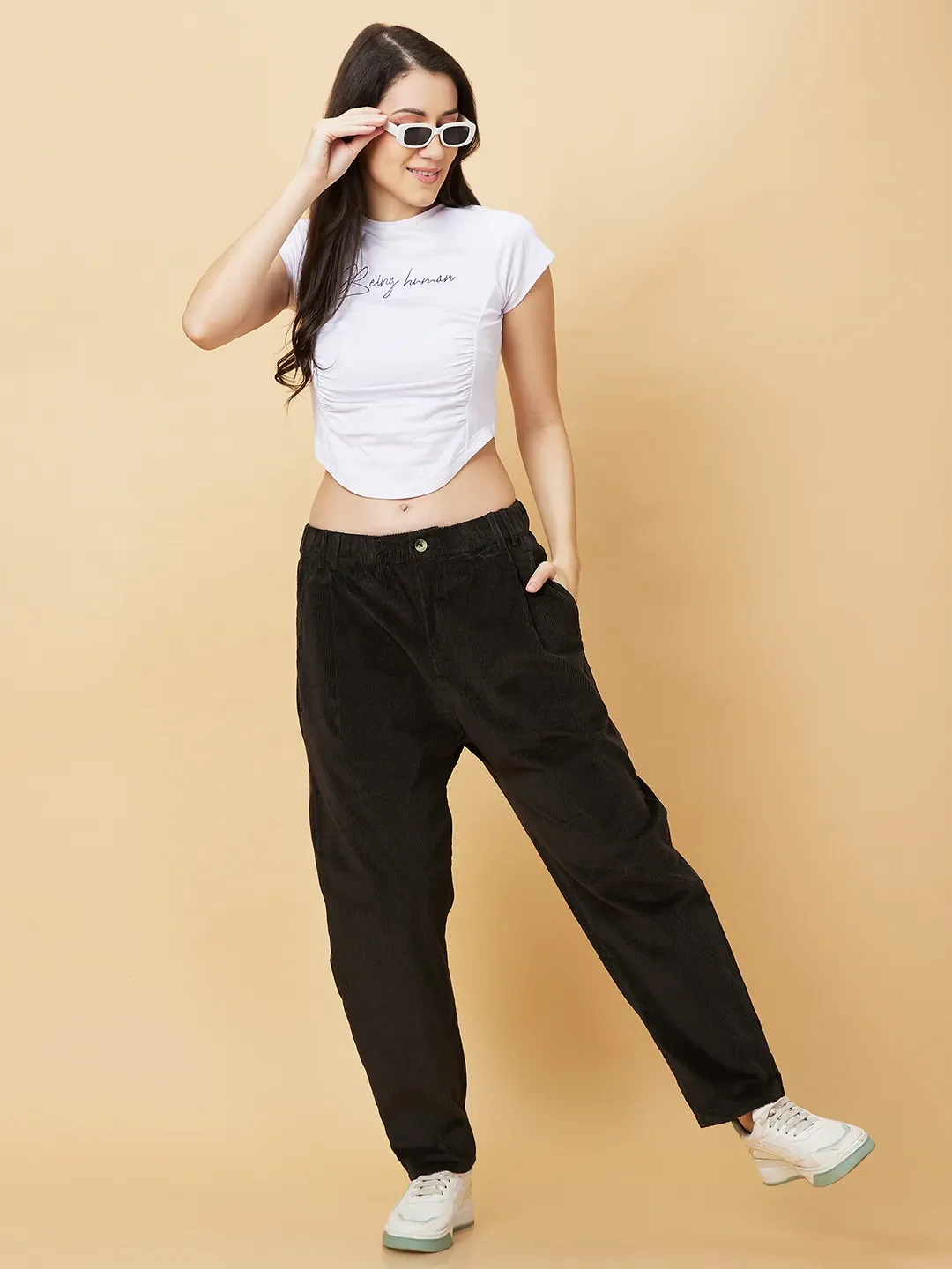 Dark Olive Easy Fit Women's Cotton Track Pants By Being Human Clothing - Image 6