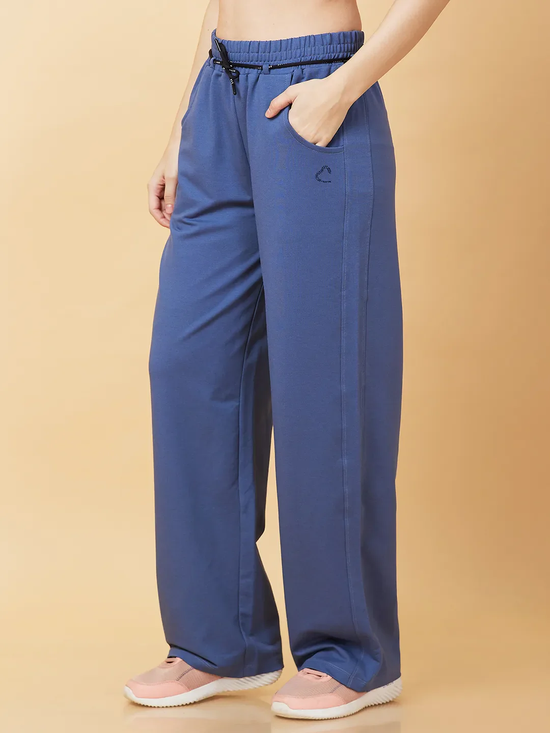 Pale Blue Easy Fit Women's Cotton Blend Track Pants By Being Human Clothing - Image 4