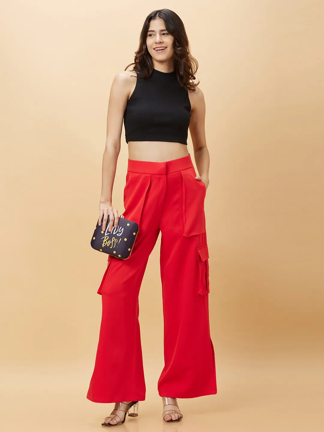 Red Wide Leg Fit Women's Track Pants By Being Human Clothing - Image 6