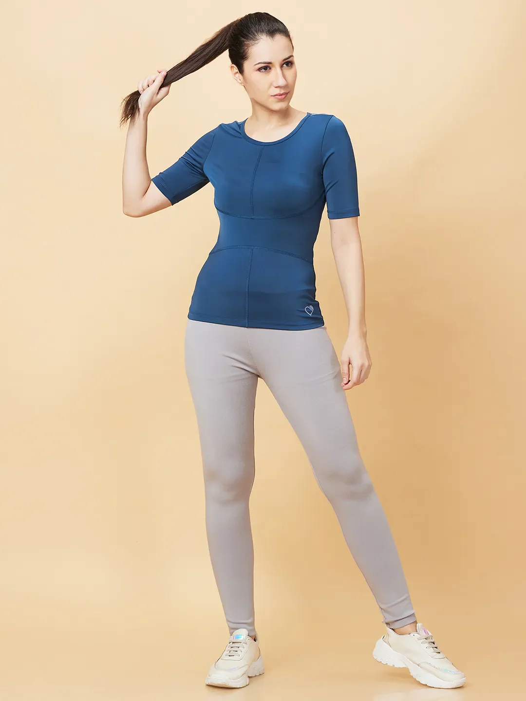 Blue Slim Fit Short Sleeve Women's Cropped T-Shirt By Being Human Clothing - Image 2