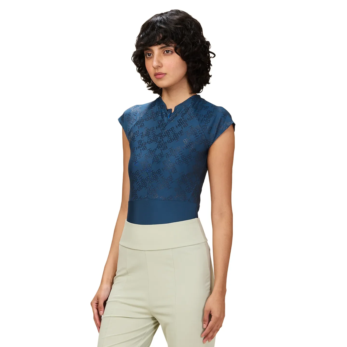 Blue Slim Fit Short Sleeve Women's T-Shirt By Being Human Clothing - Image 5