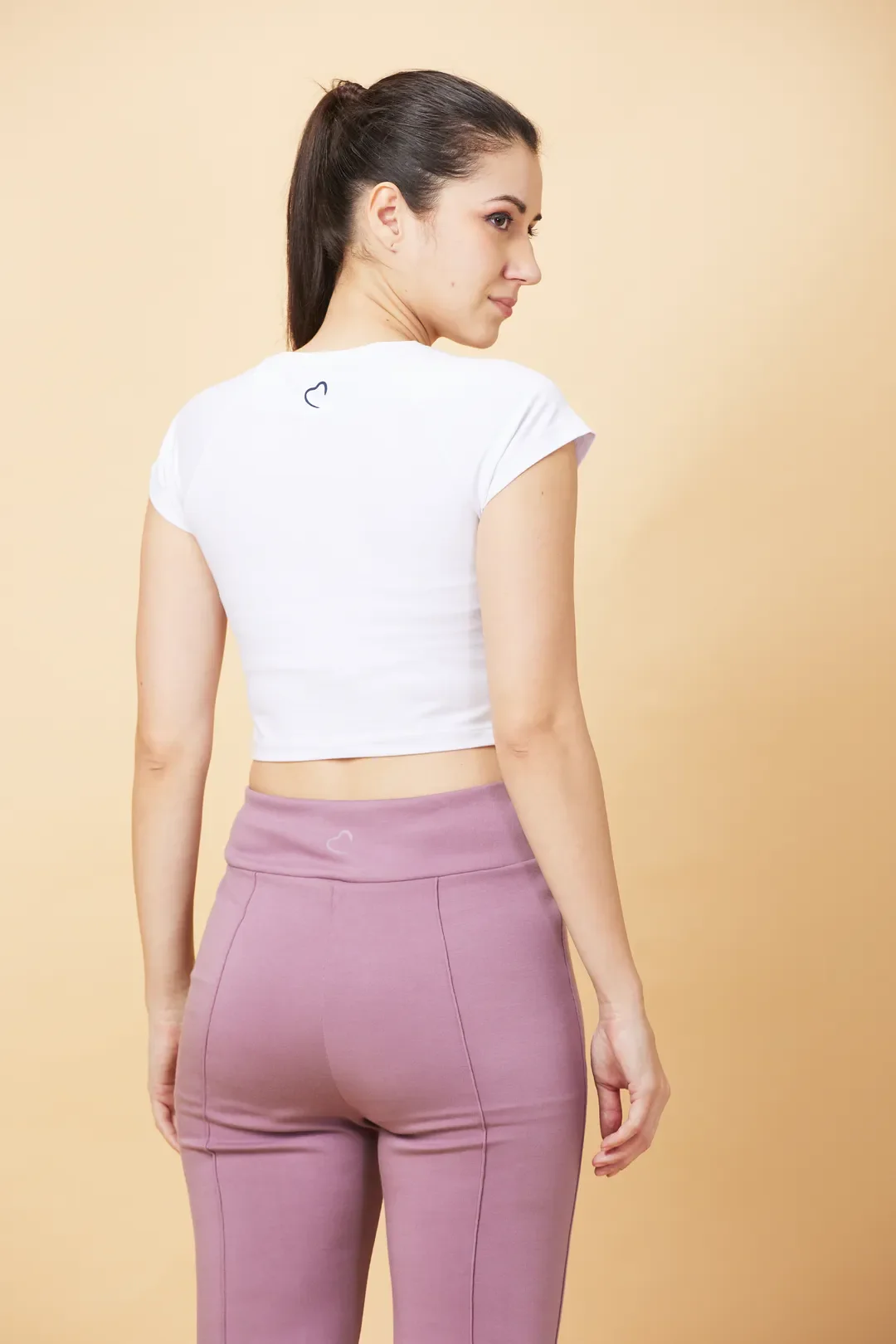White Slim Fit Women's Short Sleeve Cropped T-Shirt By Being Human Clothing - Image 4