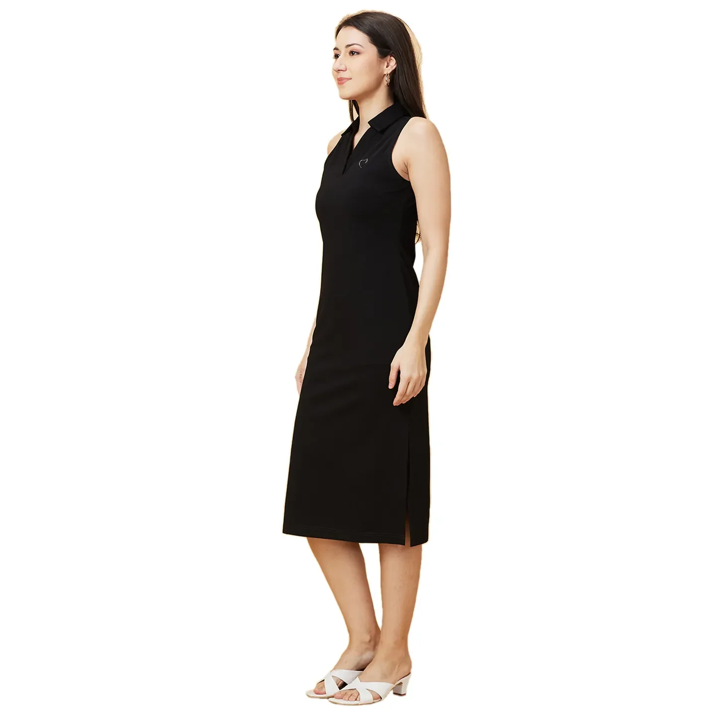 Black Slim Fit Women's Viscose Dress By Being Human Clothing - Image 4