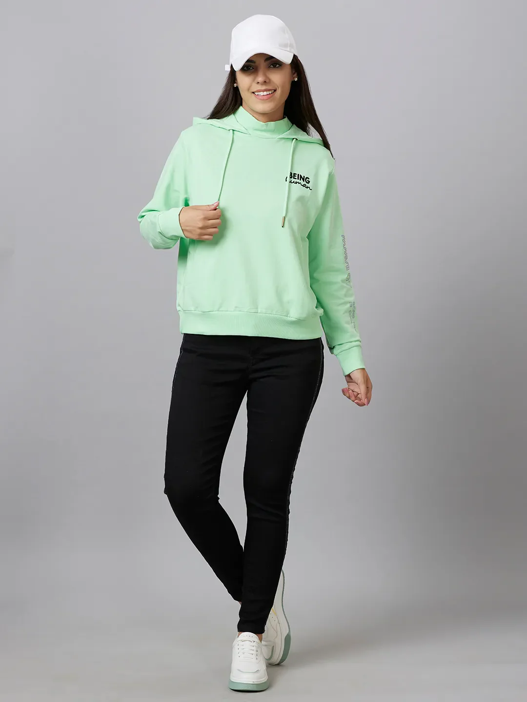 Mint Women's Cotton Hoodie By Being Human Clothing - Image 6