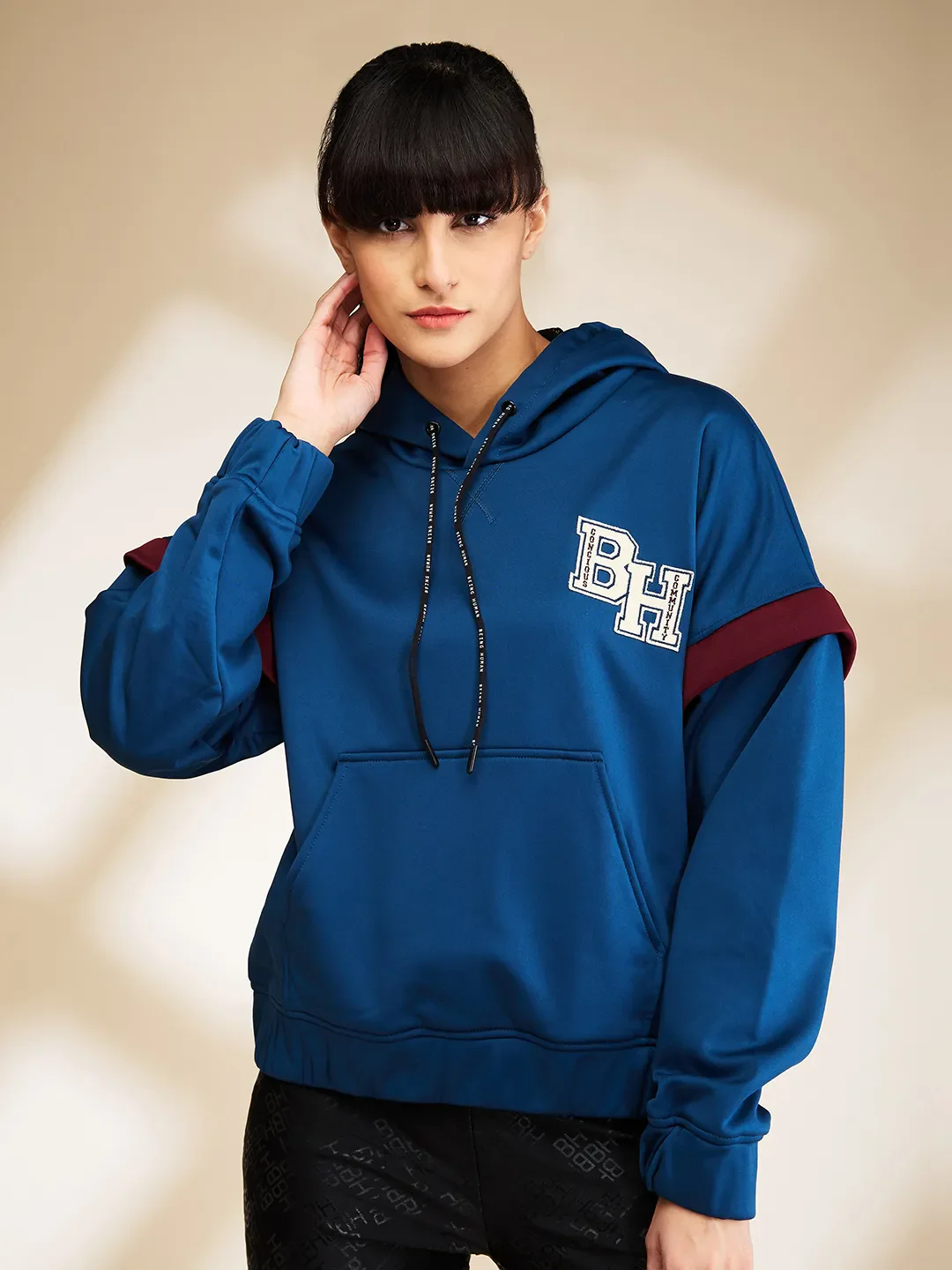 Green Easy Fit  Long Sleeves Detachable Women's Hoodie by Being Human Clothing