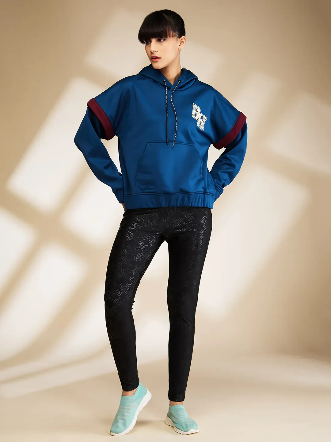Green Easy Fit  Long Sleeves Detachable Women's Hoodie by Being Human Clothing - Image 2