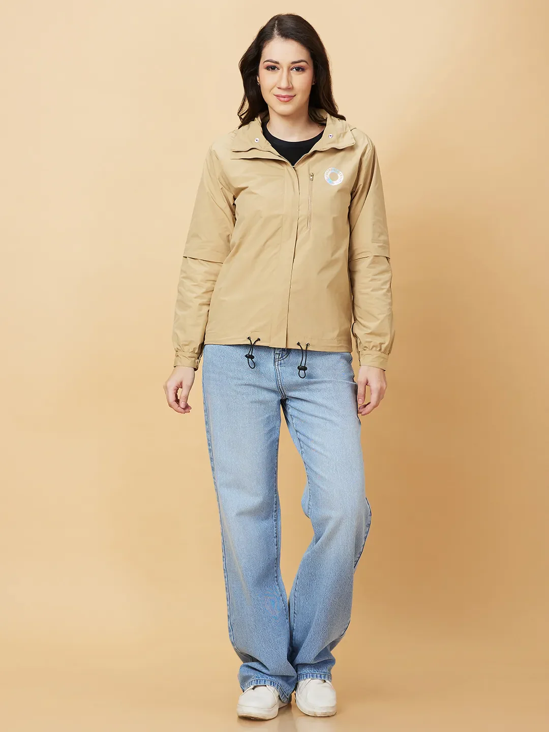 Beige Basic Fit  Long Sleeves Women's Jacket by Being Human Clothing - Image 2