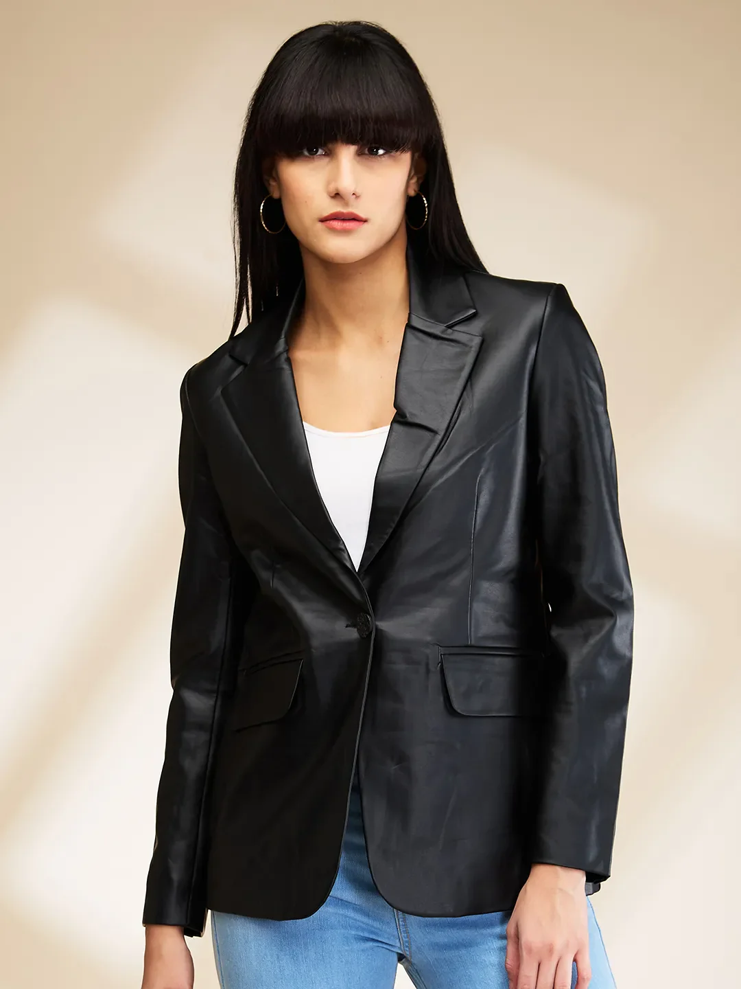 Black Slim Fit Long Sleeve Women's Jacket By Being Human Clothing