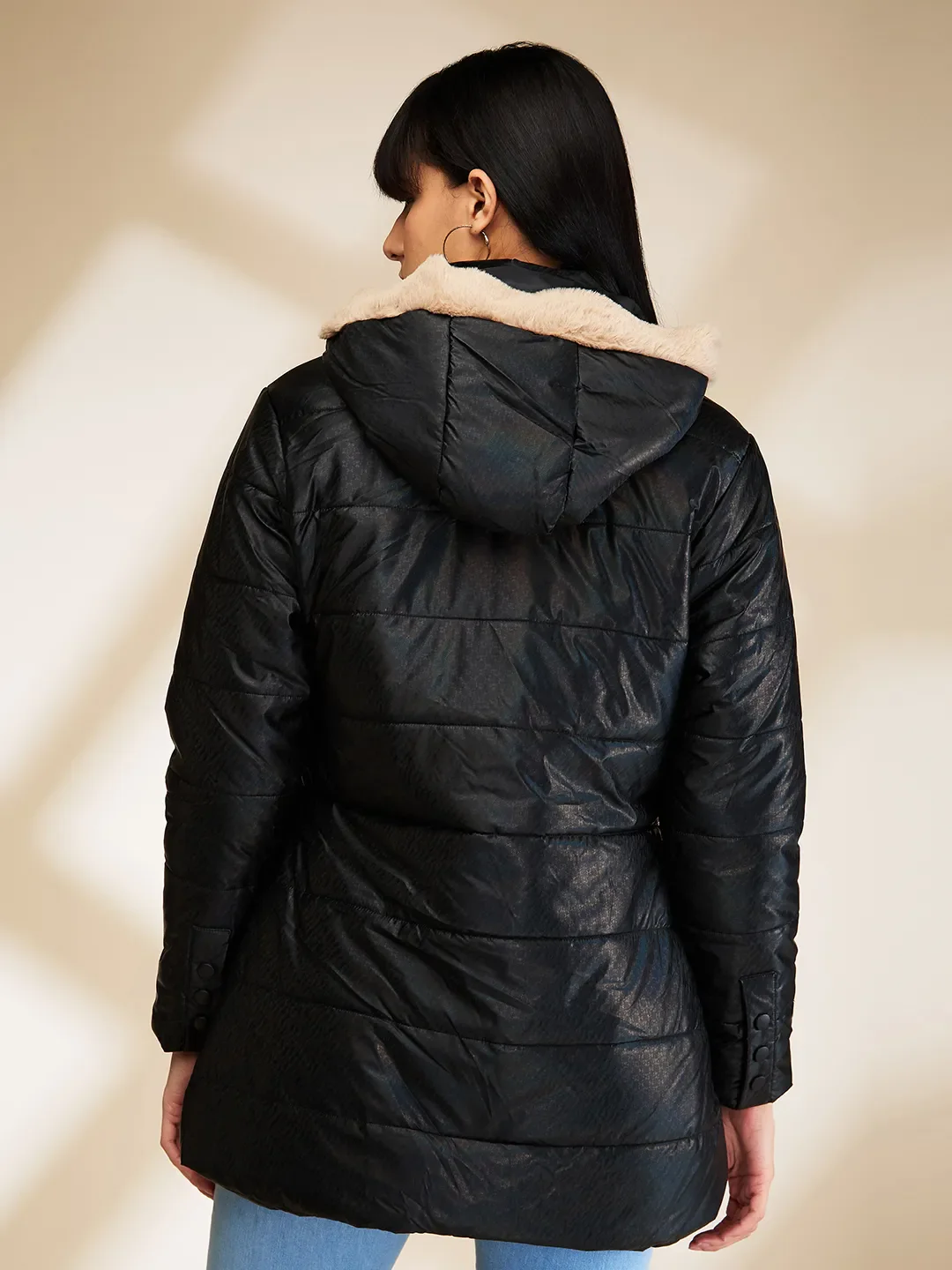 Black Slim Fit Long Sleeve Women's Jacket By Being Human Clothing - Image 3