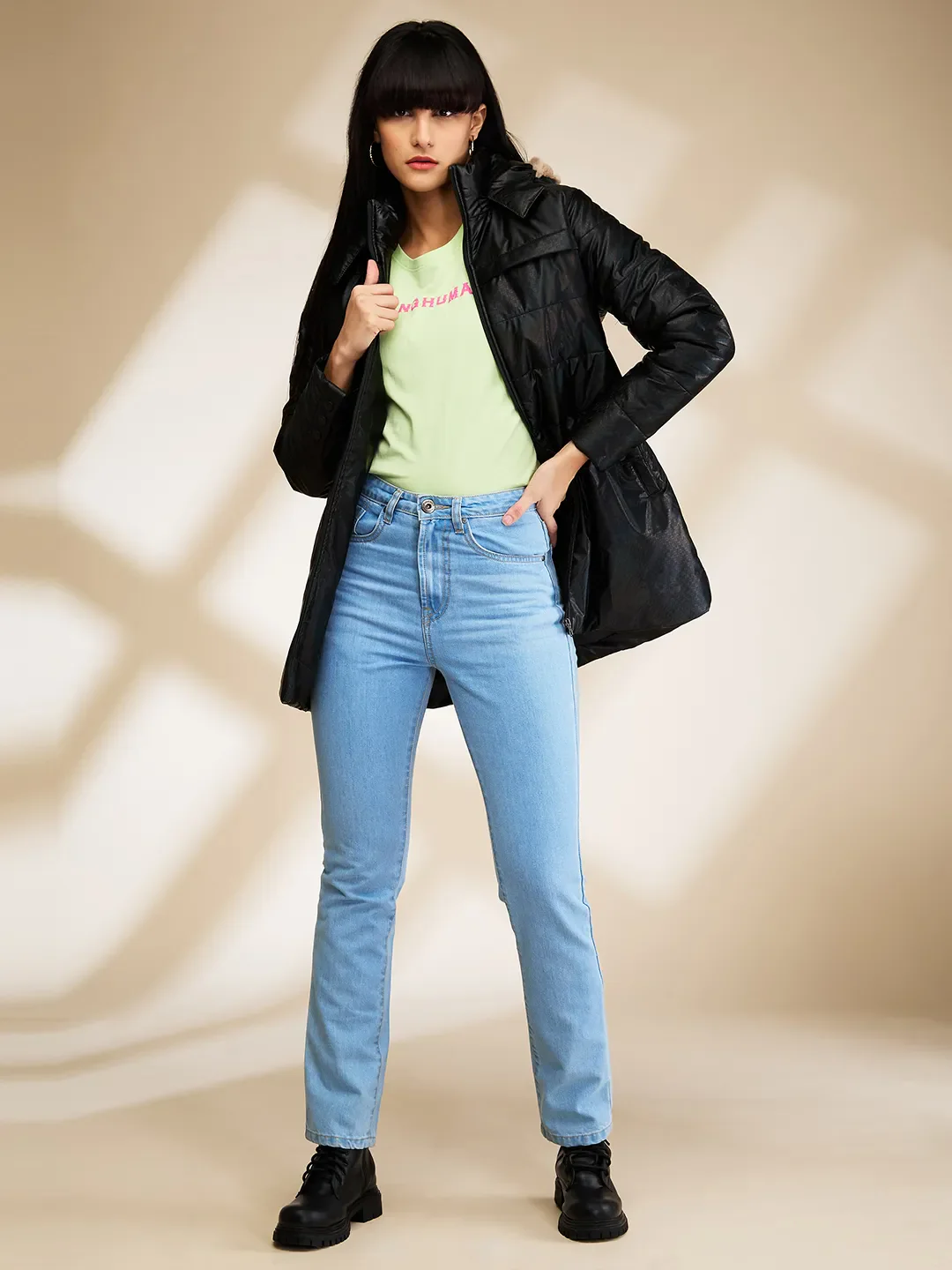Black Slim Fit Long Sleeve Women's Jacket By Being Human Clothing - Image 6