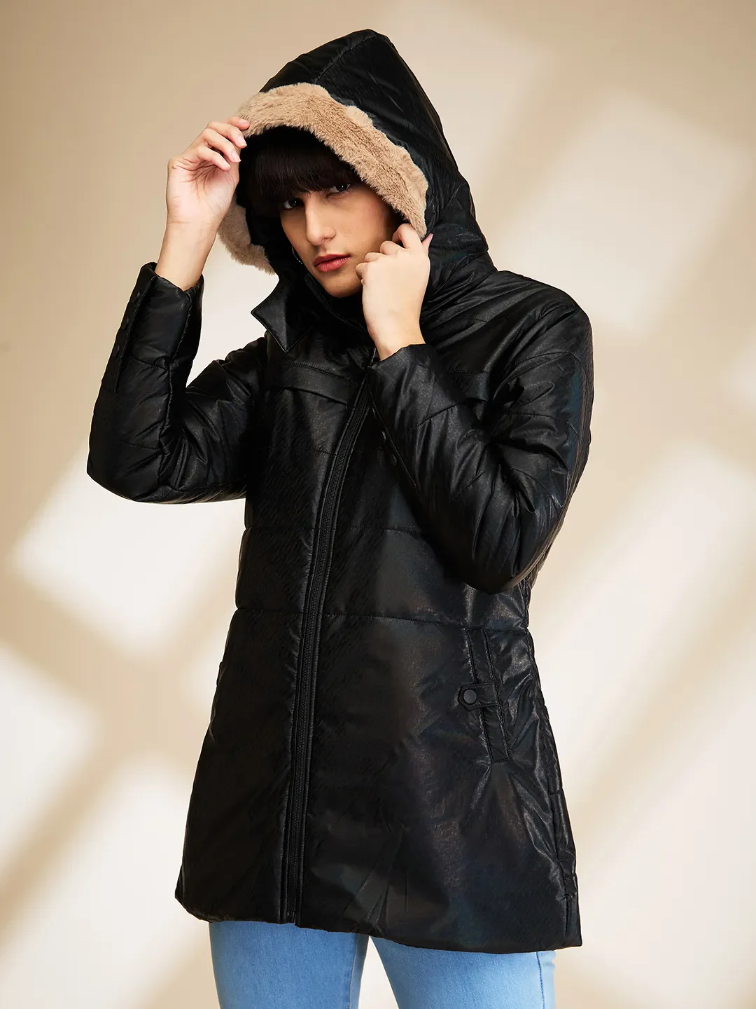 Black Slim Fit Long Sleeve Women's Jacket By Being Human Clothing - Image 7