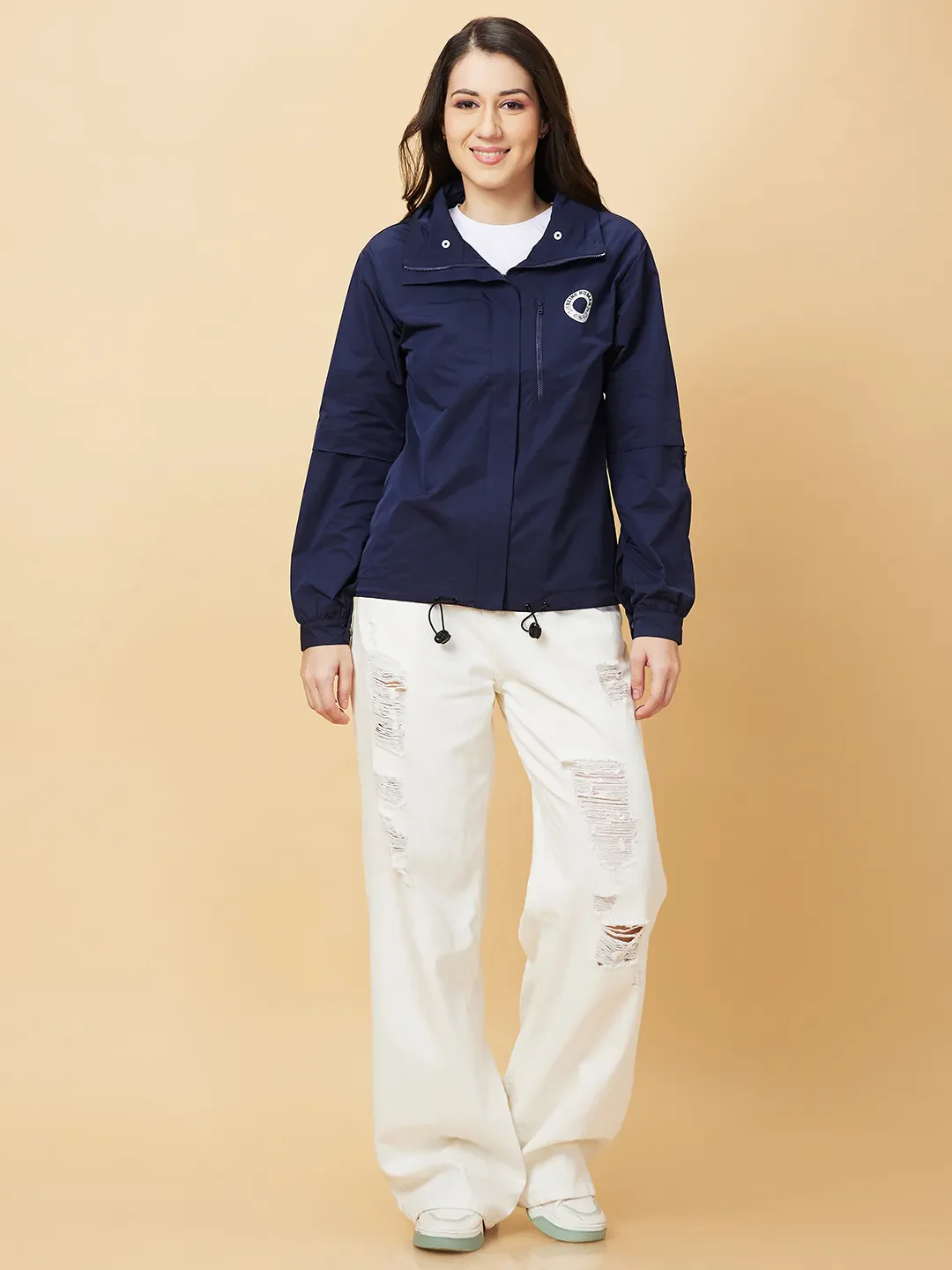Blue Basic Fit  Long Sleeves Women's Jacket by Being Human Clothing - Image 2