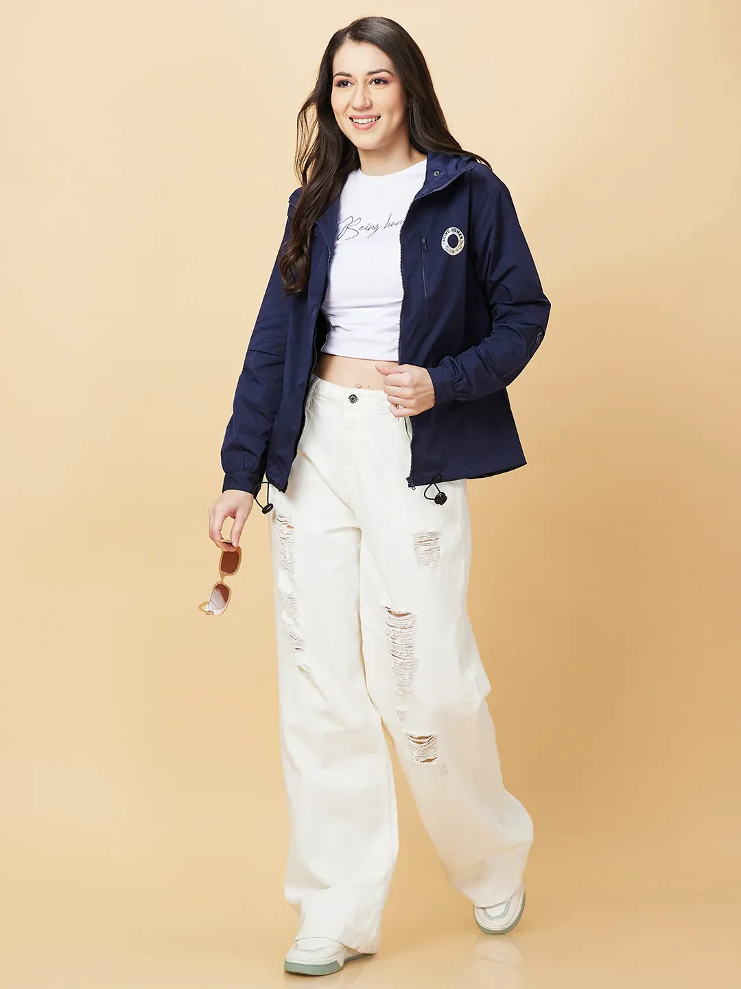 Blue Basic Fit  Long Sleeves Women's Jacket by Being Human Clothing - Image 6