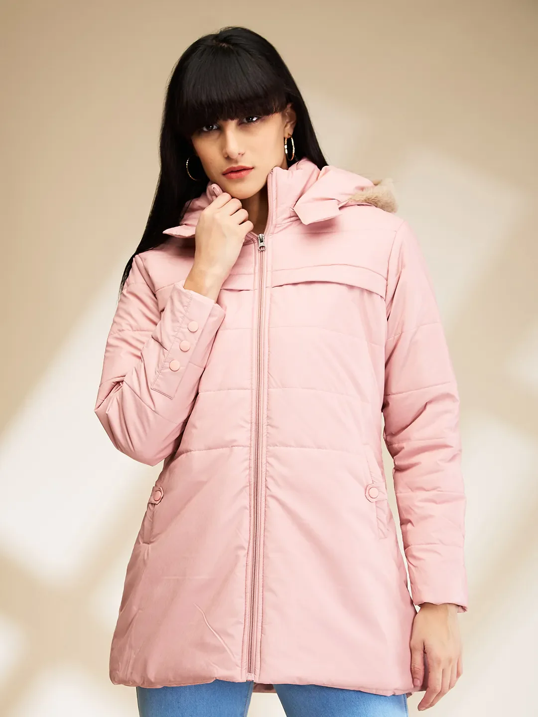 Pink Slim Fit Long Sleeve Women's Jacket By Being Human Clothing