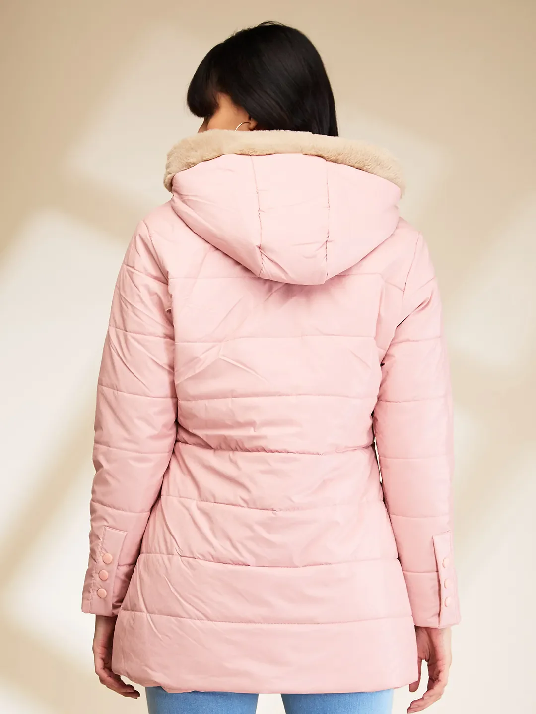 Pink Slim Fit Long Sleeve Women's Jacket By Being Human Clothing - Image 3