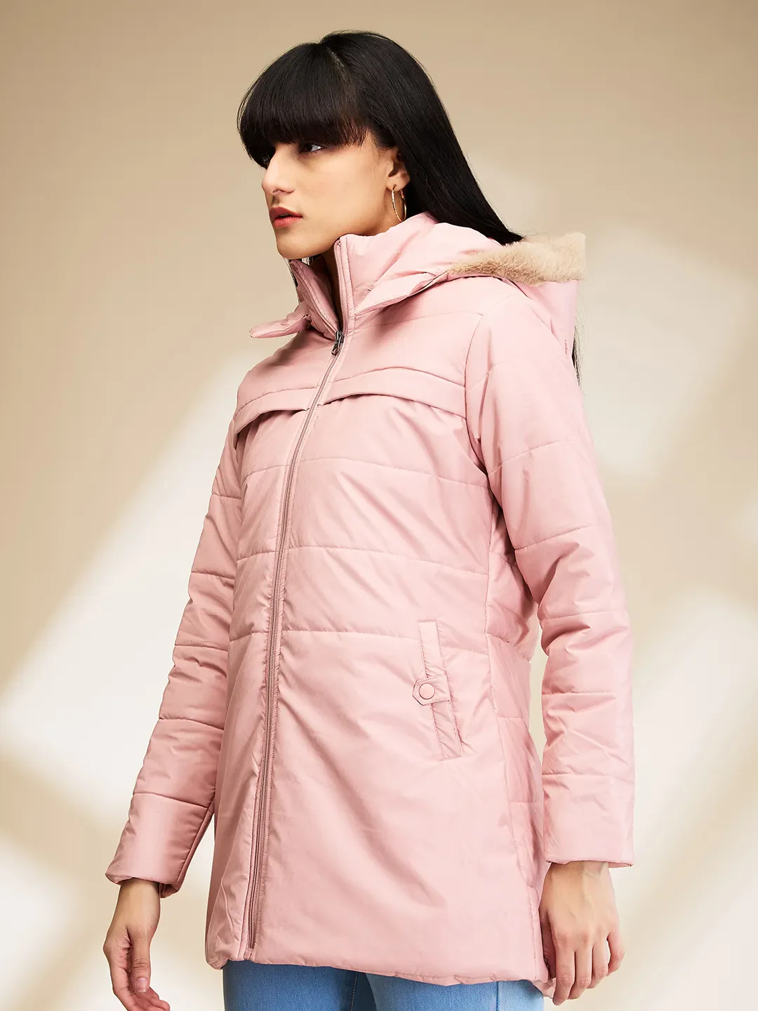 Pink Slim Fit Long Sleeve Women's Jacket By Being Human Clothing - Image 4