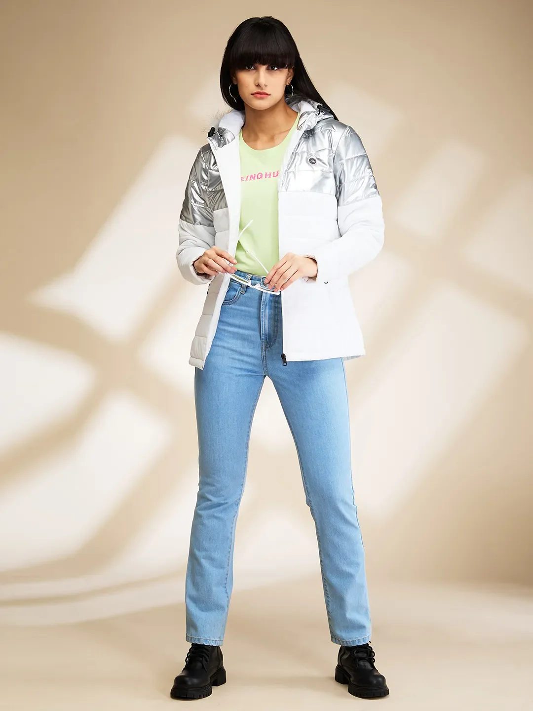 Silver Basic Fit  Long Sleeves Women's Jacket by Being Human Clothing - Image 6