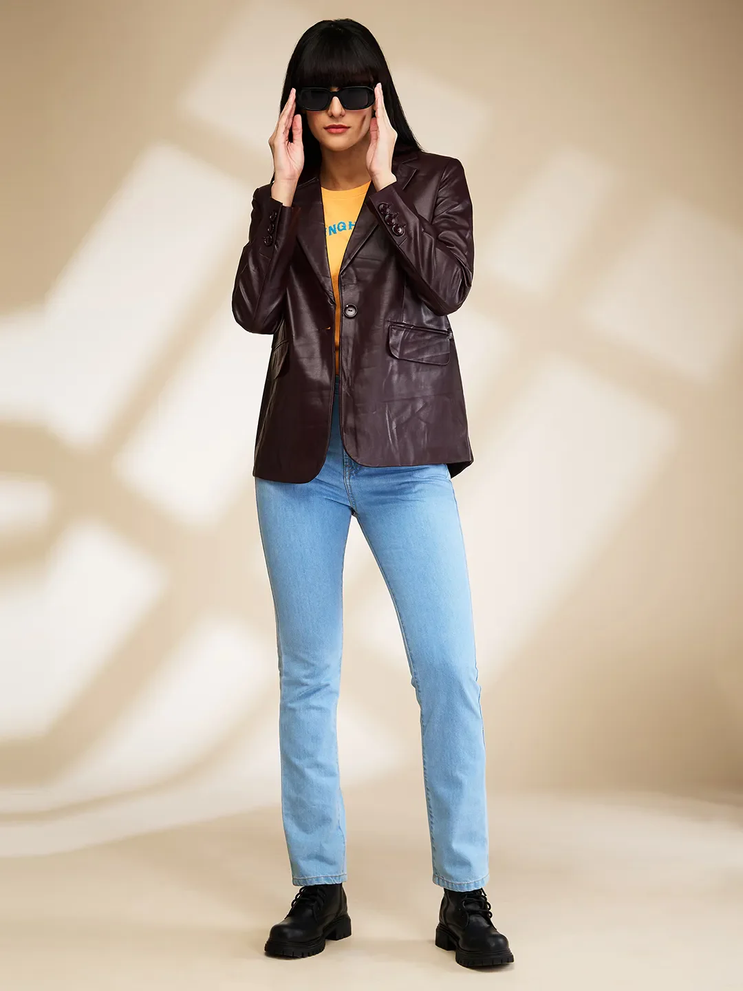 Wine Slim Fit Long Sleeve Women's Jacket By Being Human Clothing - Image 6