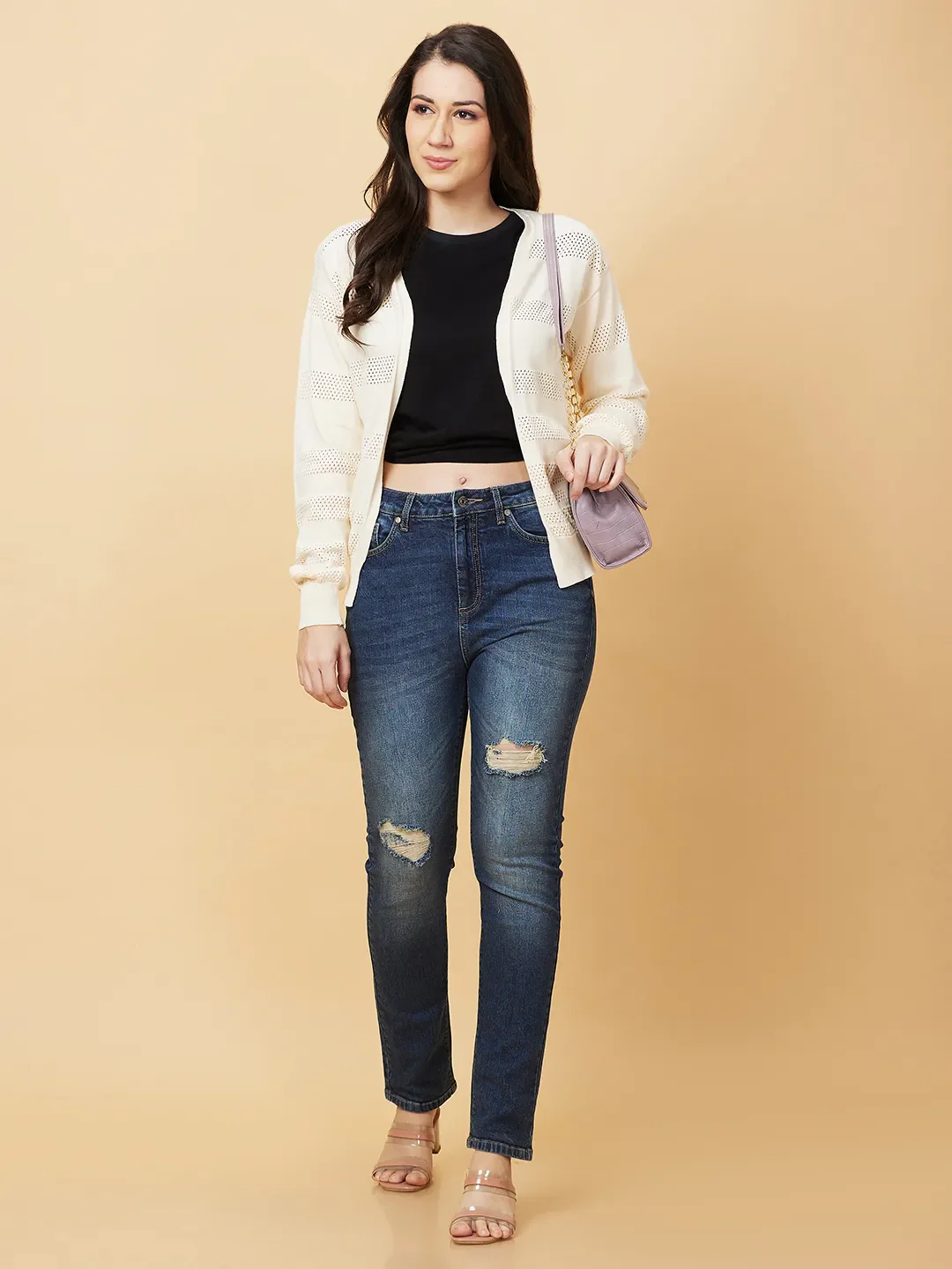 Solid Full Sleeve Open Front Women's Shrug By Being Human Clothing - Image 6