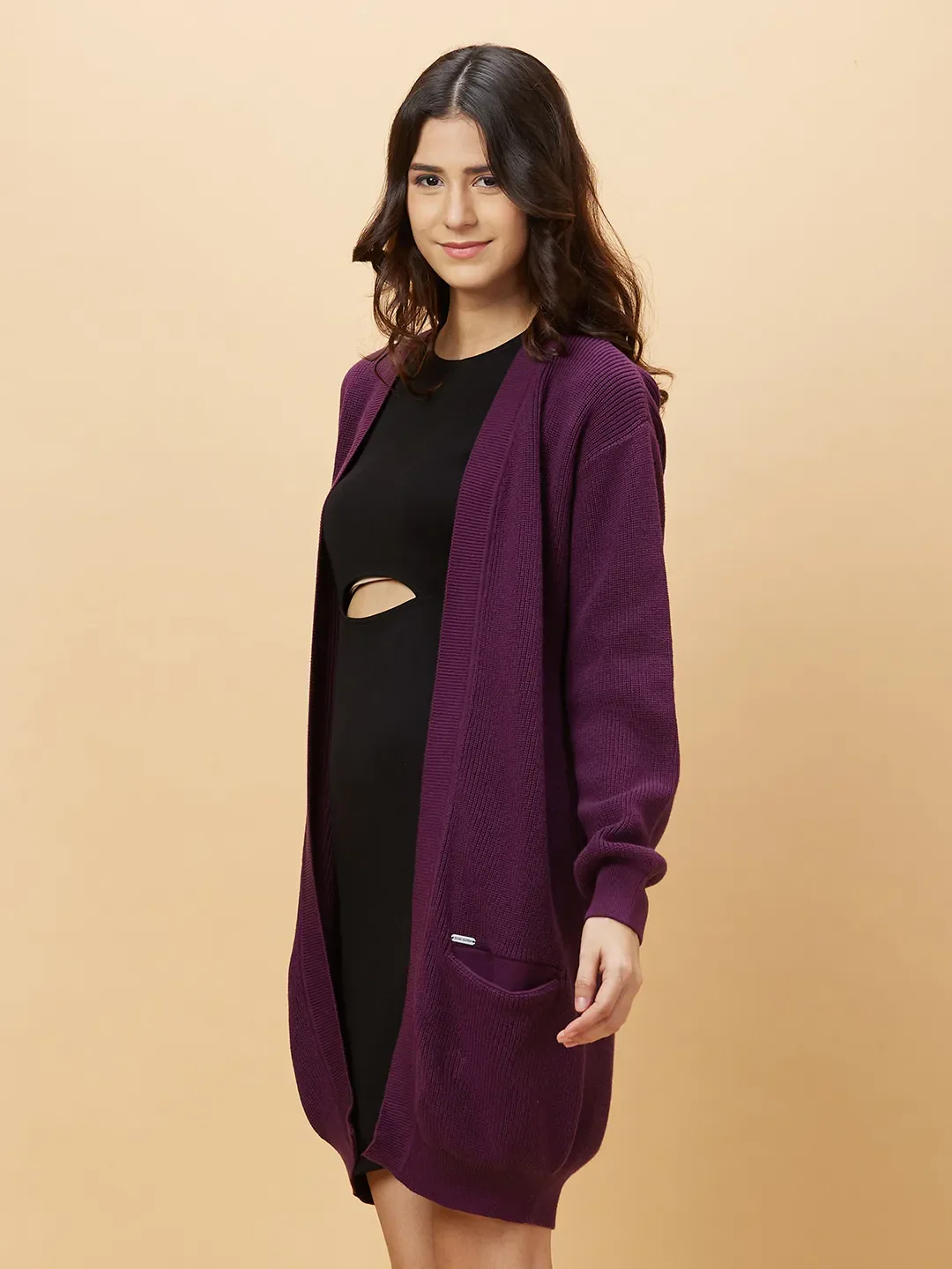 Purple Easy Fit Long Sleeve Women's Shrug By Being Human Clothing - Image 4