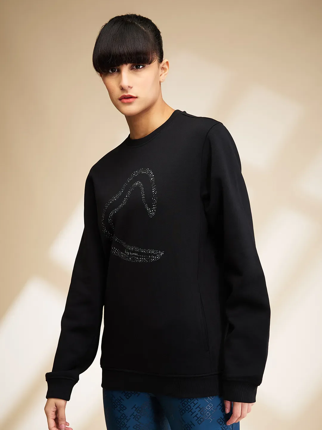 Black Easy Fit Long Sleeve Women's Sweatshirt By Being Human Clothing - Image 4