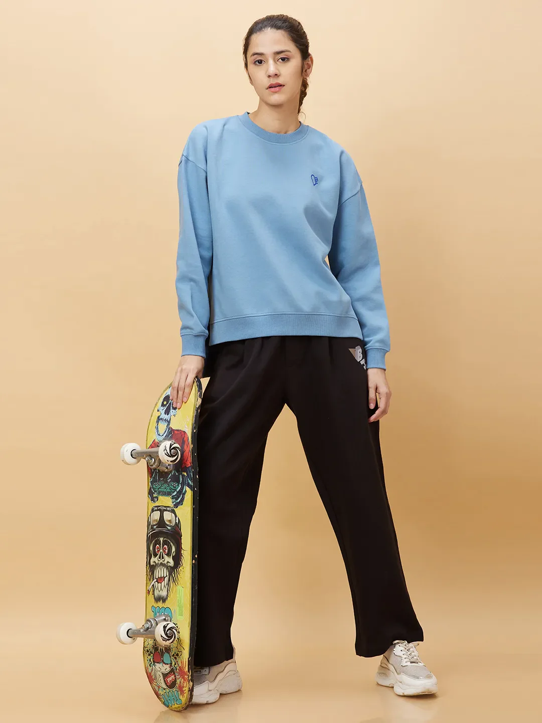 Blue Easy Fit Women's Cotton Blend Sweatshirt By Being Human Clothing - Image 6