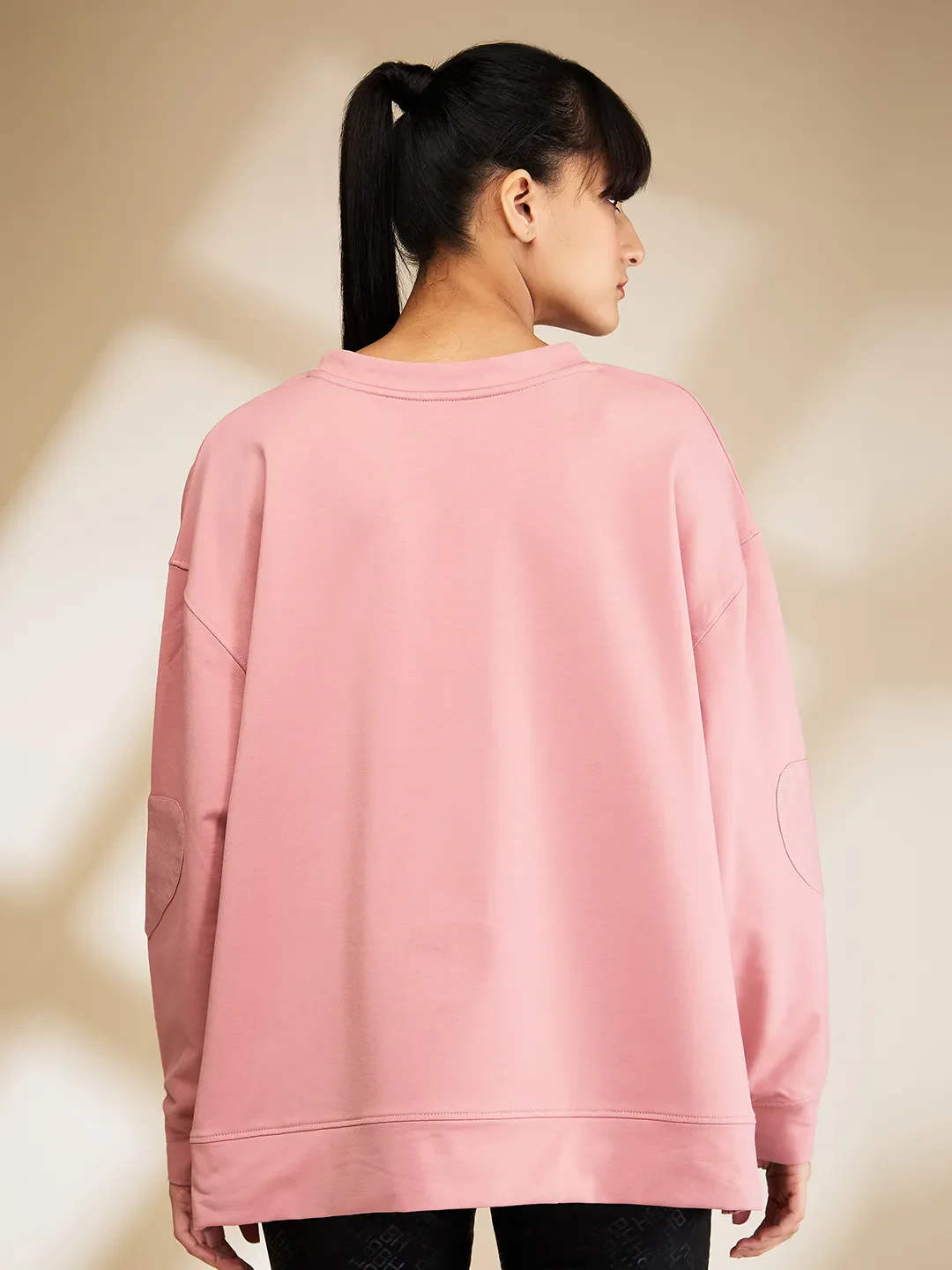 Dusty Pink Oversized Women's Cotton Blend Sweatshirt By Being Human Clothing - Image 3