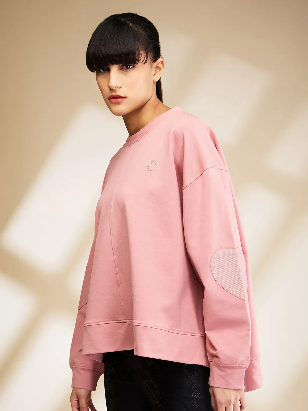 Dusty Pink Oversized Women's Cotton Blend Sweatshirt By Being Human Clothing - Image 4