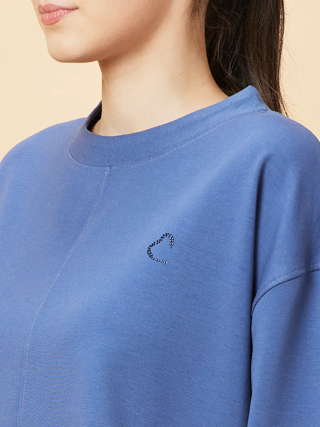 Pale Blue Easy Fit Women's Cotton Blend Sweatshirt By Being Human Clothing - Image 5