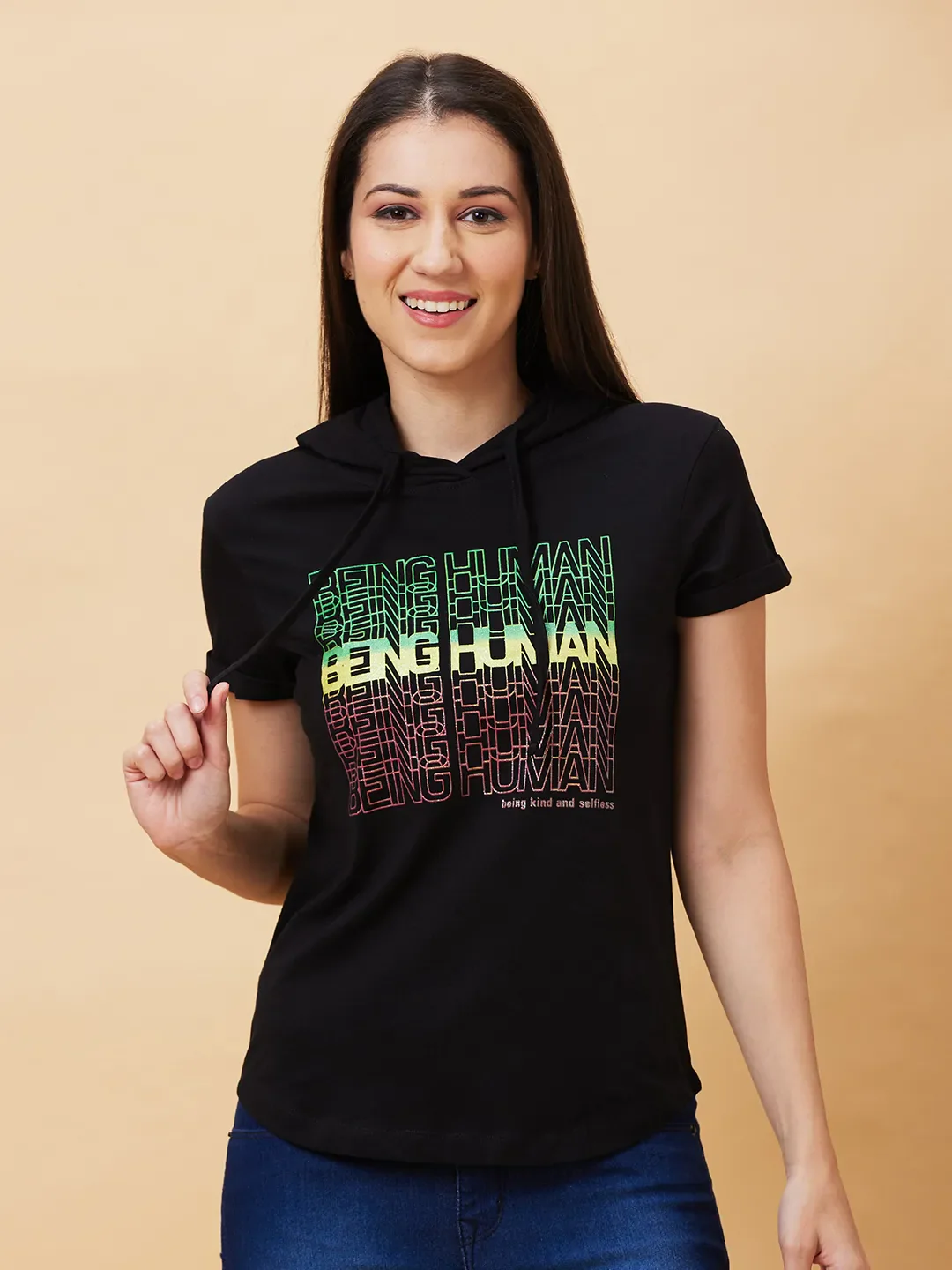 Black Basic Fit  Short Sleeves Women's T-Shirt by Being Human Clothing