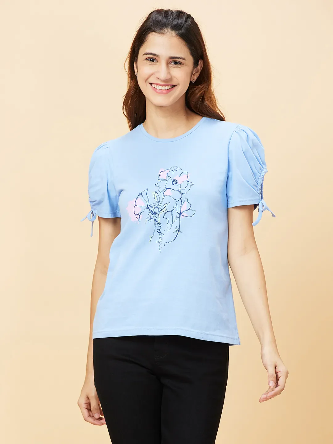 Blue Women's Cotton T-Shirt By Being Human Clothing